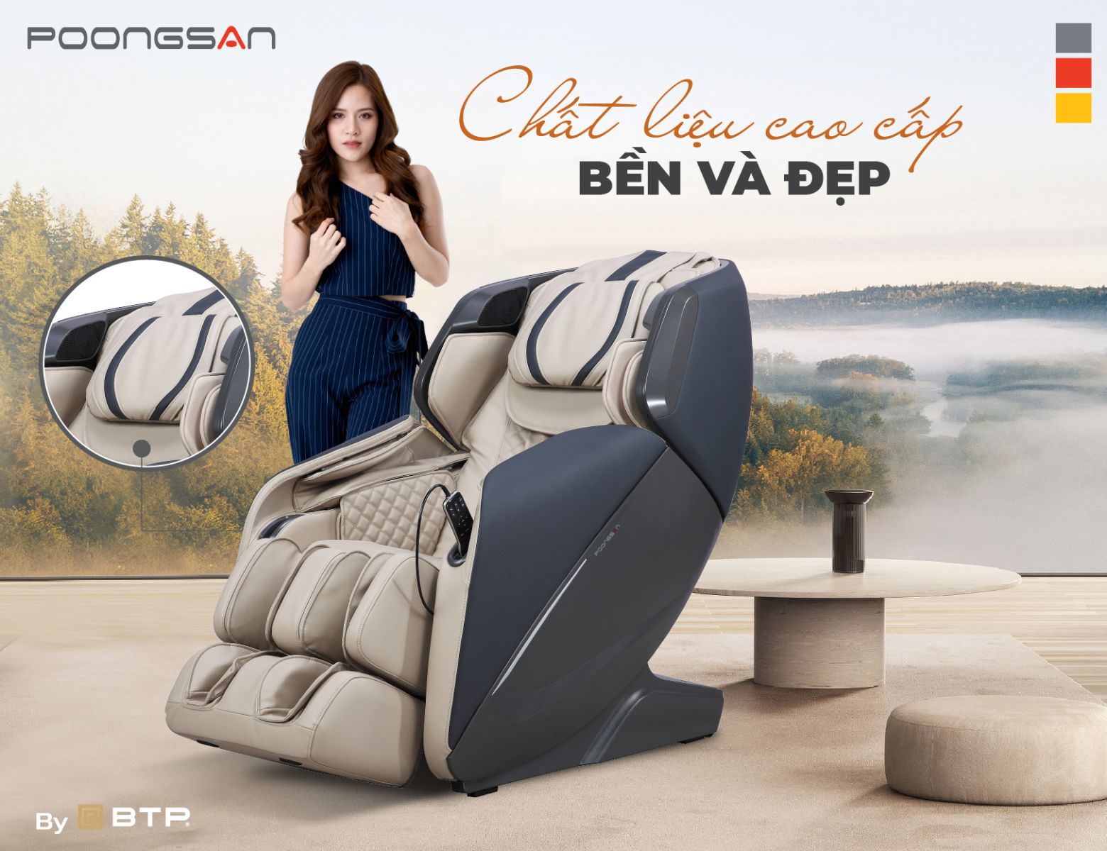 Chất liệu cao cấp bền và đẹp tạo cảm giác sang trọng cho không gian